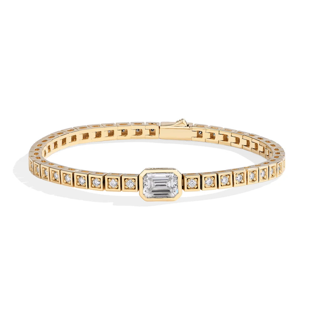 Asscher Cut Moissanite Tennis Bracelet