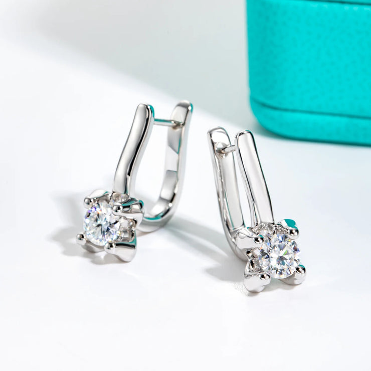 1cttw Moissanite Huggie Earrings - 925 Sterling Silver D Color Lab Created Diamond Hoop Earrings for Women.