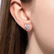 Moissanite Diamond Cross Stud Earrings.