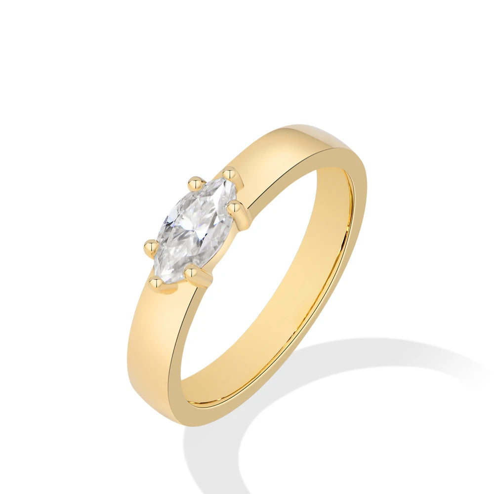 0.5 CT Marquise Cut Moissanite Solitaire Ring