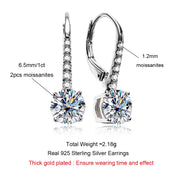 1 Carat D Color Moissanite Dangle Drop Earrings.