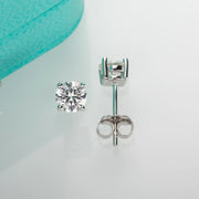 4mm D Color Moissanite Diamond Classic Stud Earrings - 925 Sterling Silver Fine Jewelry.