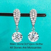 6cttw D Color Moissanite Drop Earrings.