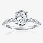 2CT VVS1 D Color Oval Cut Moissanite Engagement Ring | 18K White Gold Plated.