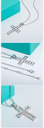 3.5MM 2.2cttw D Color Moissanite Diamond Cross Pendant Necklace.