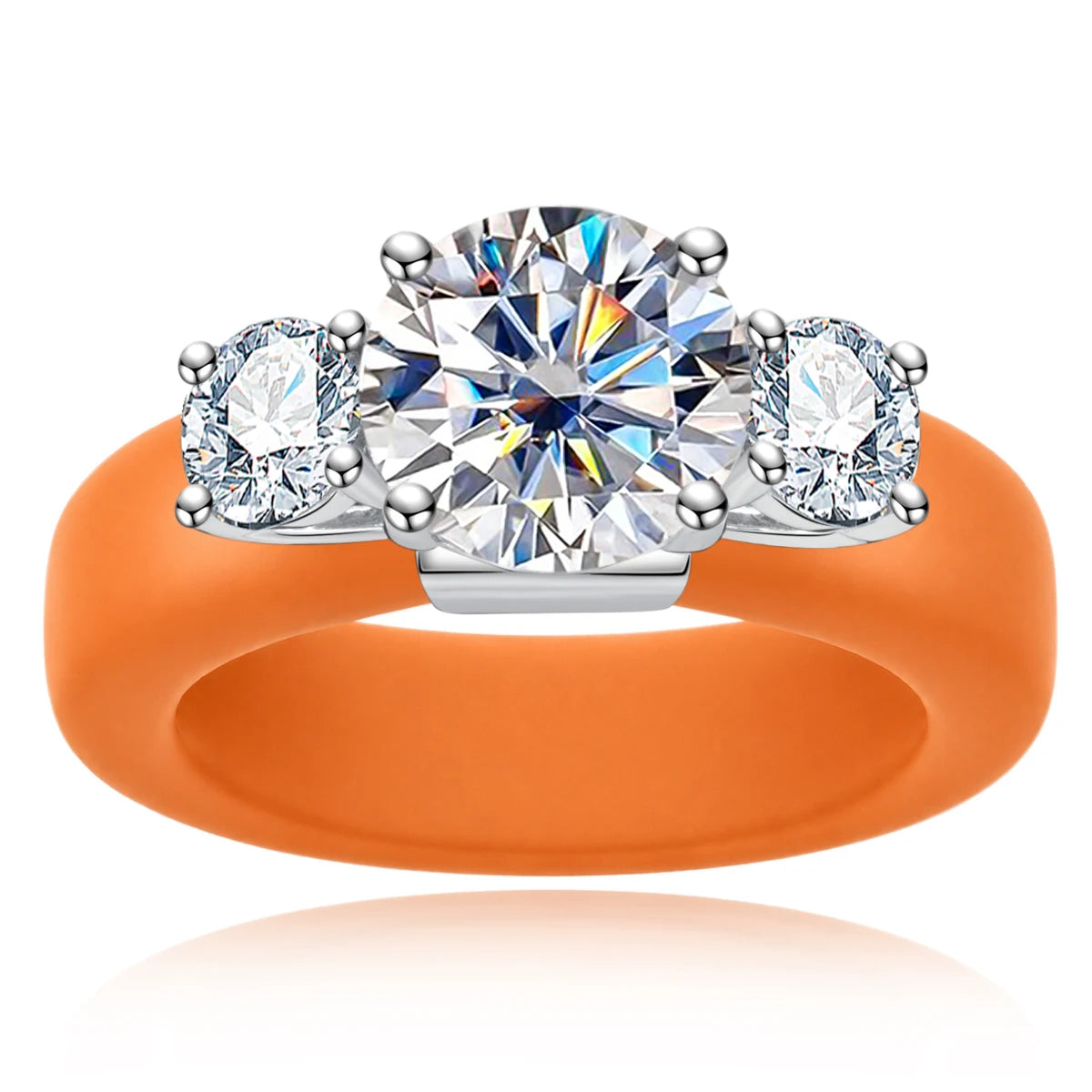4 CTTW Three-Stone Moissanite Silicone Ring