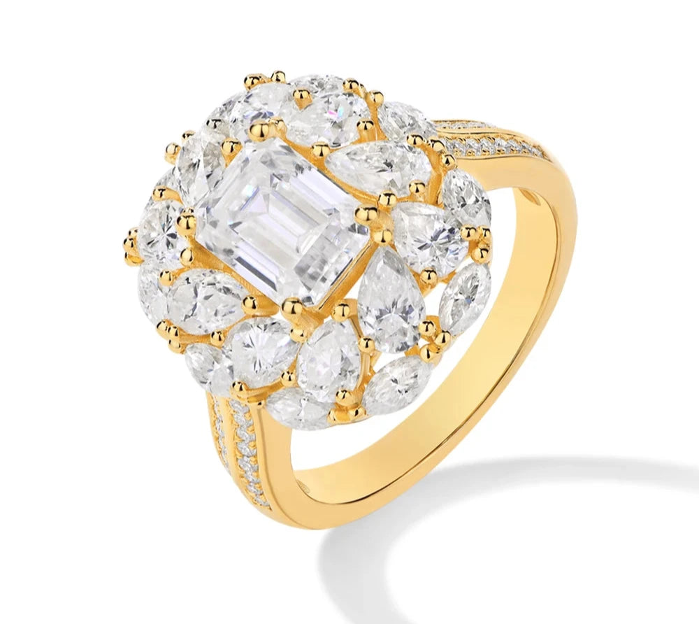VVS1 D Color Octagon Cut Moissanite Ring.