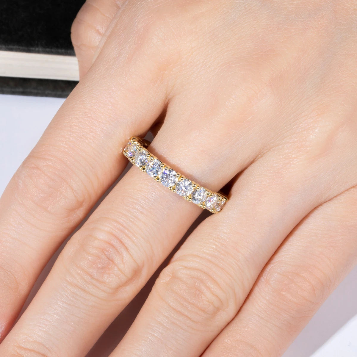 3.5 MM D Color Moissanite Eternity Band Ring