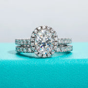 2.648CT Oval Cut D Color Moissanite Bridal Ring Set.