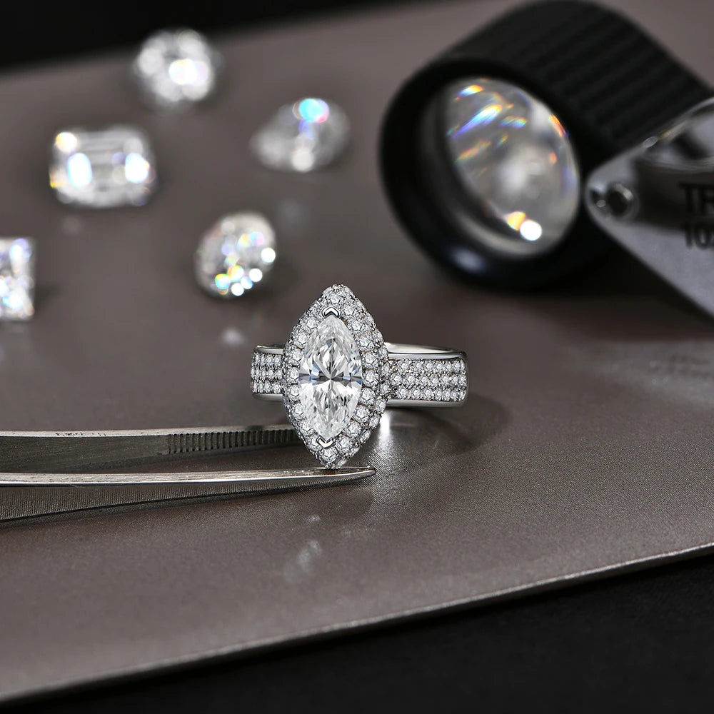 2 CT Marquise Cut Moissanite Engagement Ring