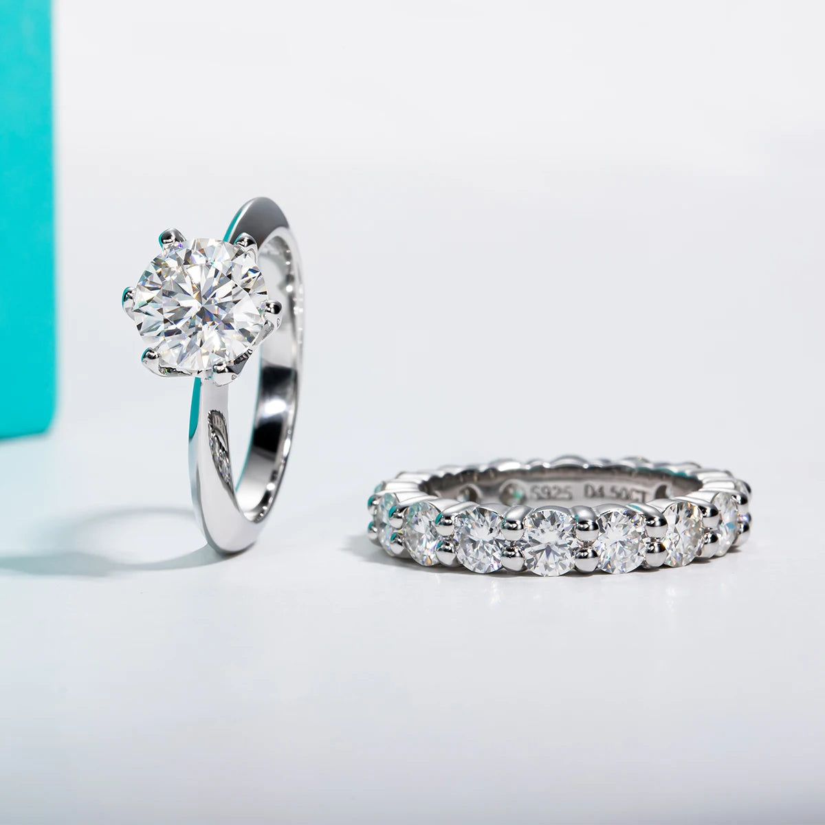 2 CT Round Cut Moissanite Ring Set