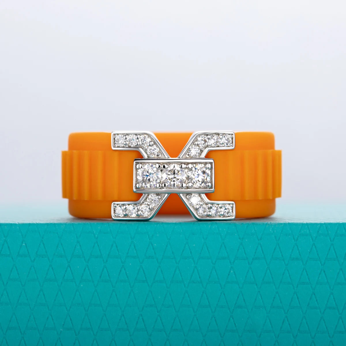 Moissanite Inlaid Silicone Band Ring
