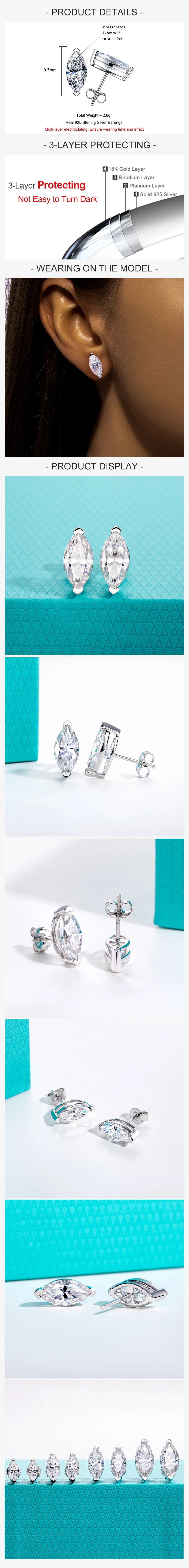 VVS1 D Color Marquise Cut Moissanite Earrings