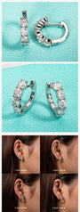 4mm 3cttw D Color Moissanite Huggie Hoop Earrings 925 Sterling Silver Luxury Huggie Earring For Women.