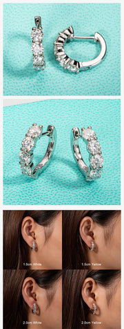 4mm 3cttw D Color Moissanite Huggie Hoop Earrings 925 Sterling Silver Luxury Huggie Earring For Women.