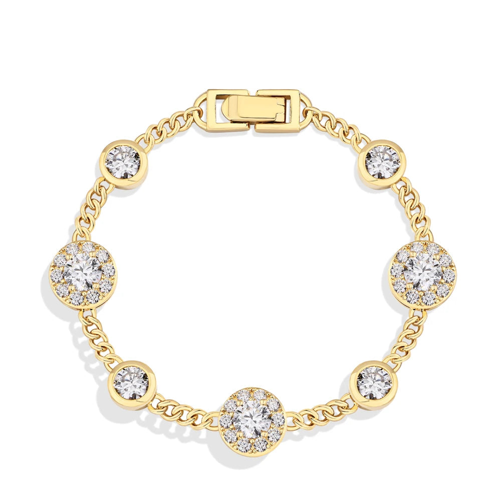 Luxury Round Halo Moissanite Bracelet