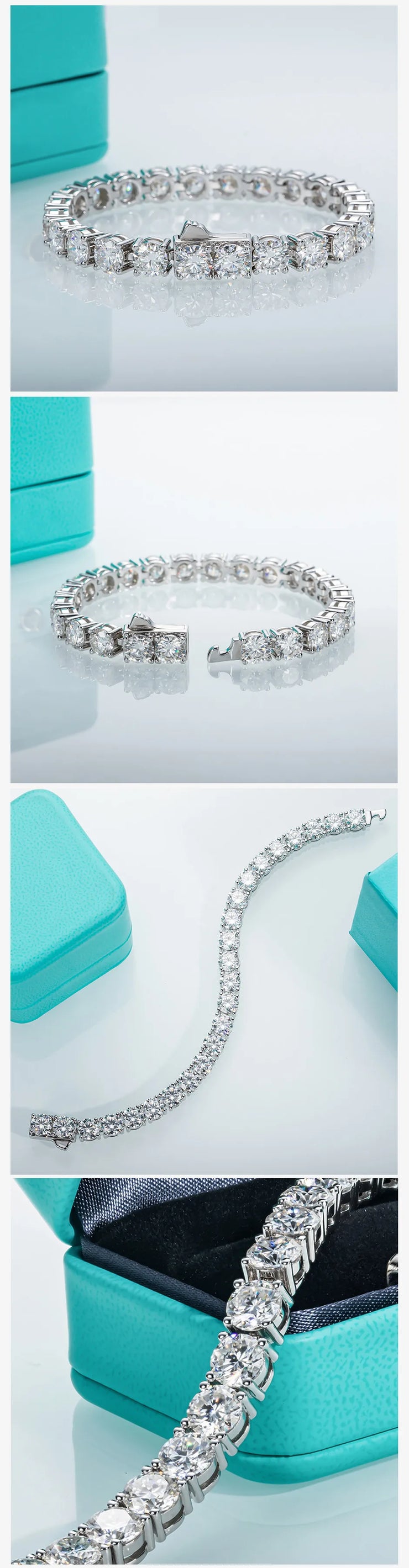 6.5mm 24-29cttw D Color Moissanite Diamond Tennis Bracelet.