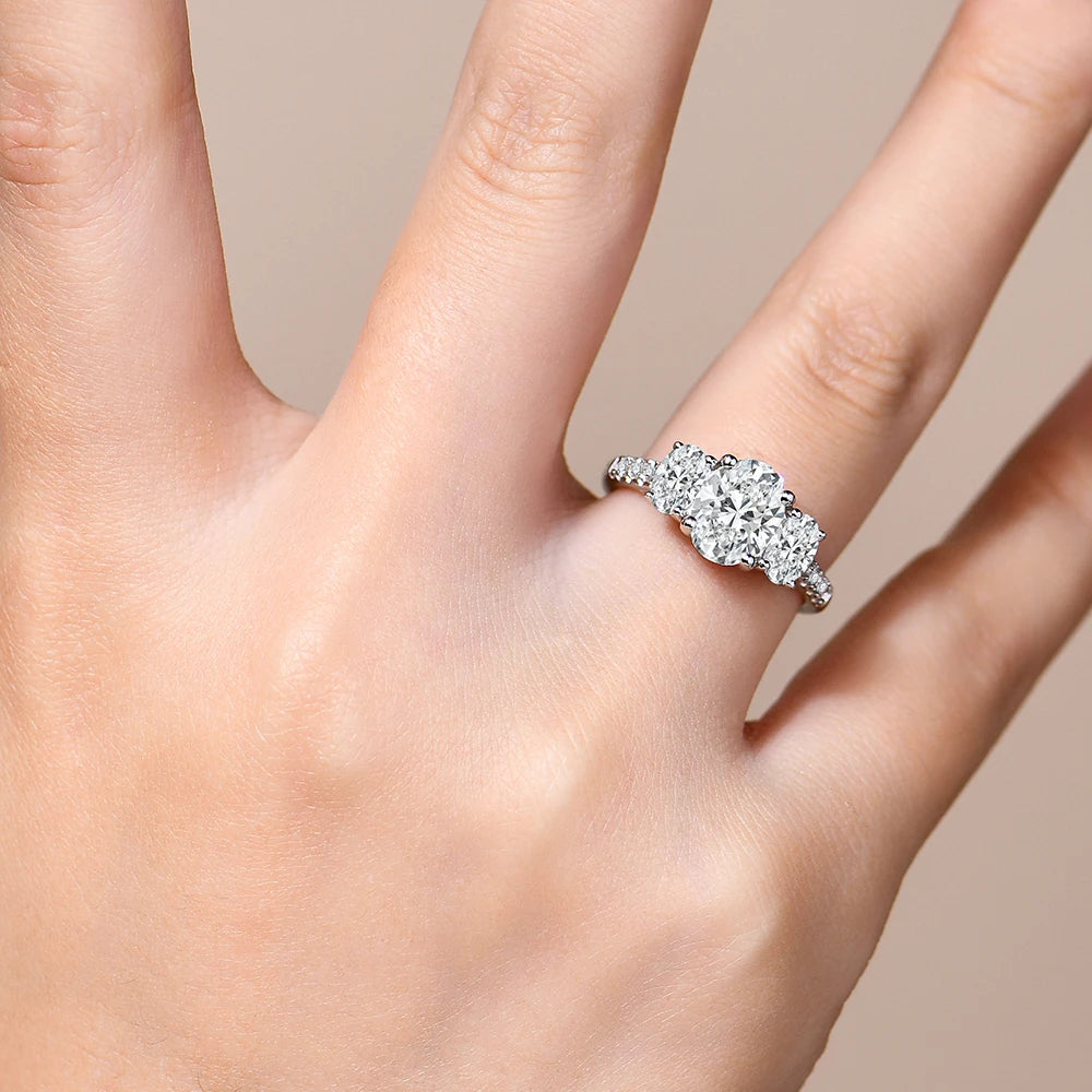 3.2 CTTW Oval Cut Moissanite Engagement Ring