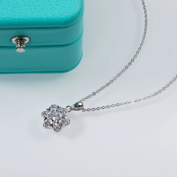 1 Carat Moissanite Flower Heart Pendant Necklace.