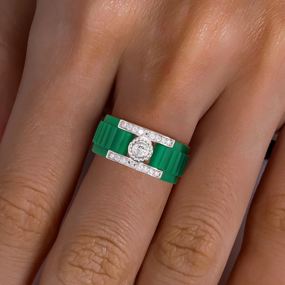 3 MM Round Moissanite Halo Silicone Ring