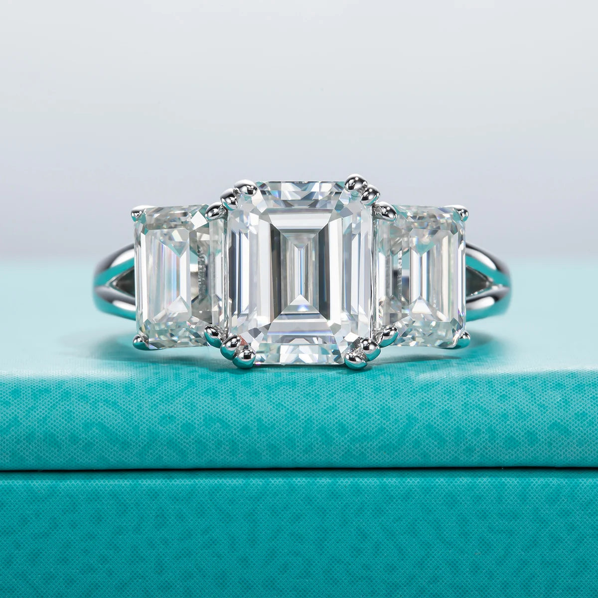 5 CT Emerald Cut Moissanite Engagement Ring