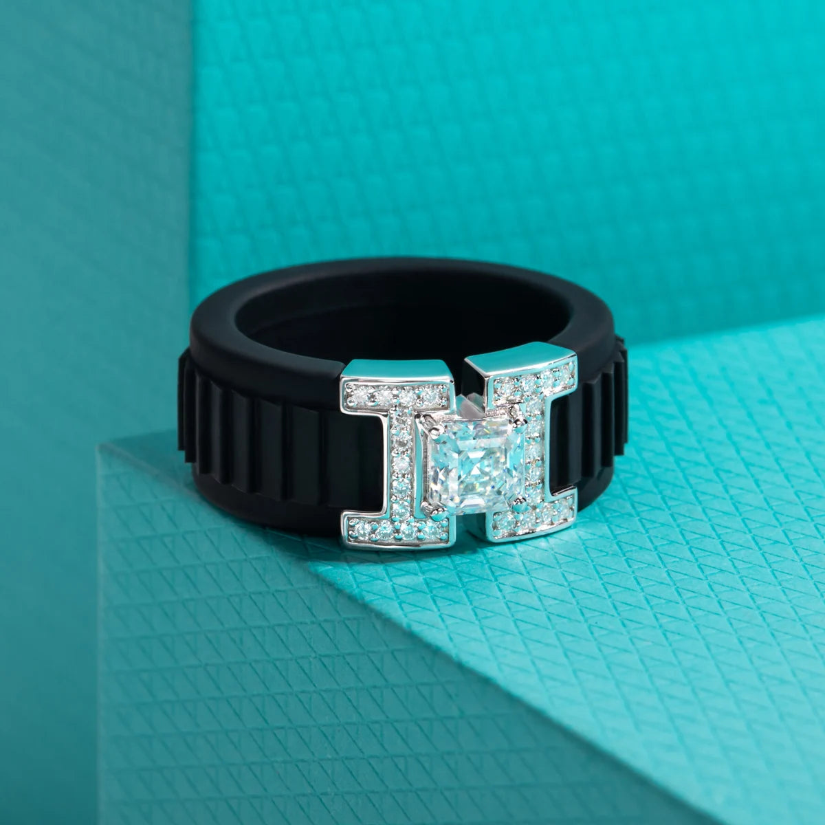 Asscher Cut Moissanite Silicone Ring