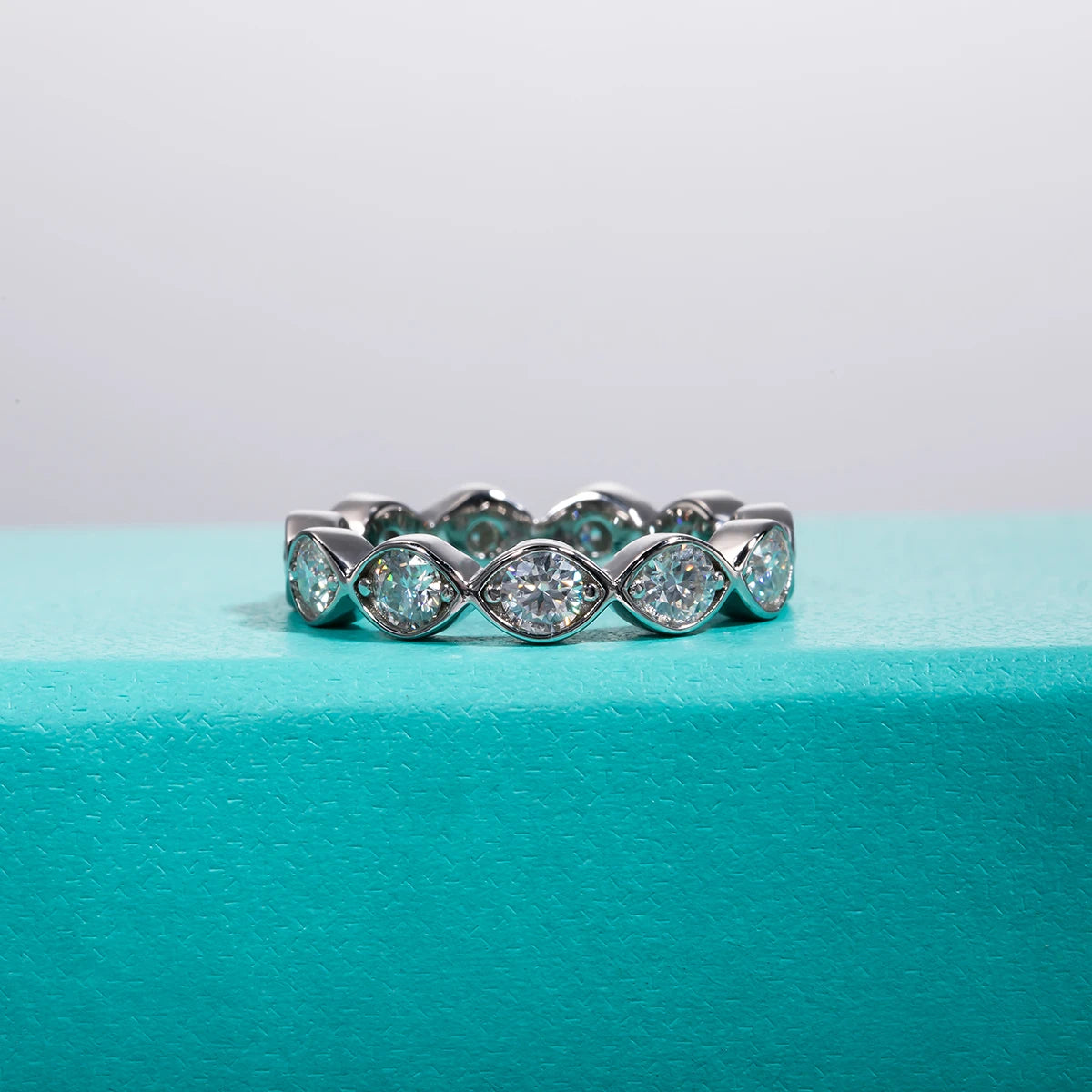 3.5MM D Color Round Cut Moissanite Eternity Band