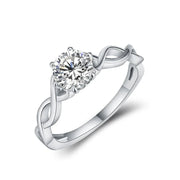 VVS1 D Color 1CT Round Cut Moissanite Promise Ring.
