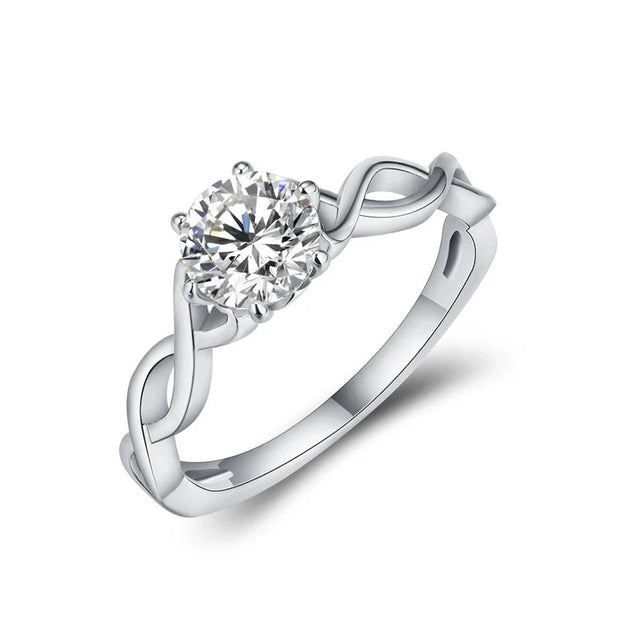 VVS1 D Color 1CT Round Cut Moissanite Promise Ring.
