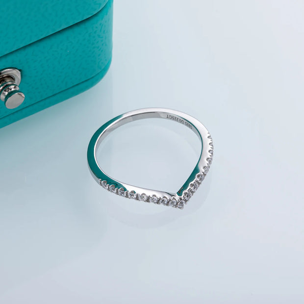 GK Moissanites D Color Moissanite Diamond V Row Ring