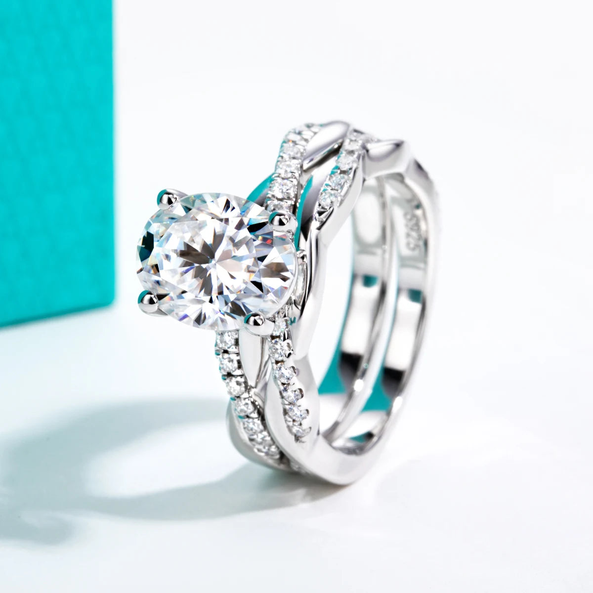 3 CT Oval Cut Moissanite Infinity Bridal Ring Set