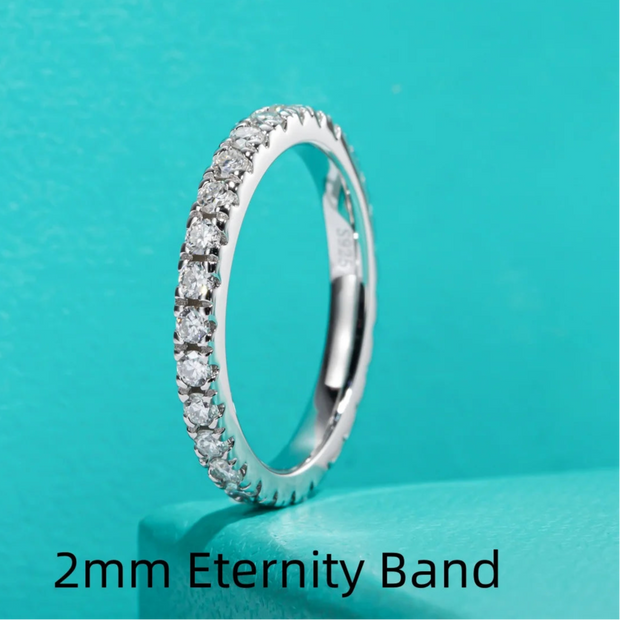 2 MM Round Cut Moissanite Wedding Band Ring