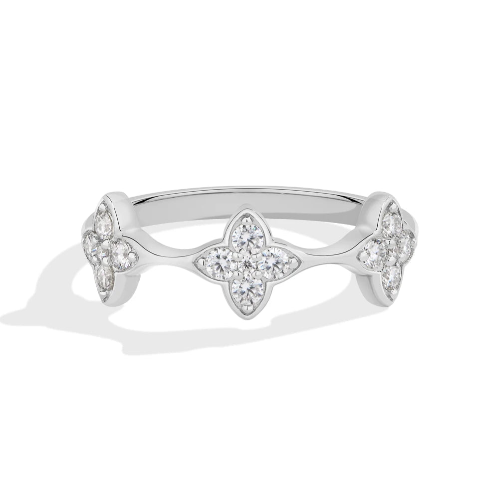 Lucky Clover Flower Moissanite Ring