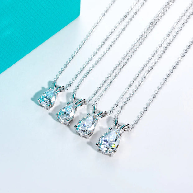 VVS1 D Color Pear Cut Moissanite Pendant Necklace