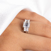 1.8CTTW Emerald Cut D Color Moissanite Ring.