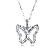 D Color Hollow Moissanite Butterfly Pendant Necklace.