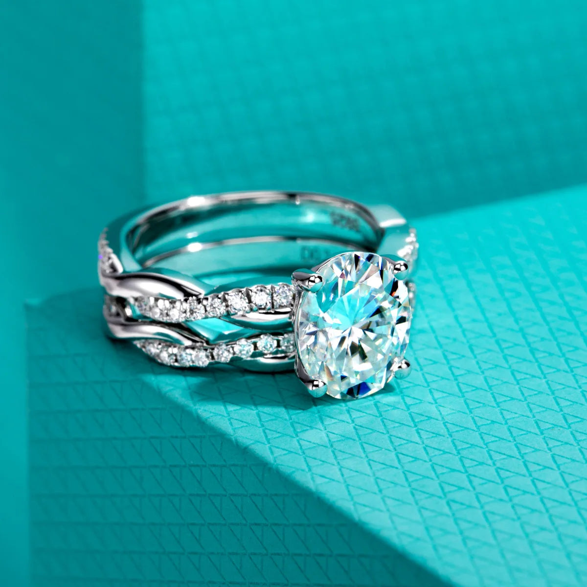 3 CT Oval Cut Moissanite Infinity Bridal Ring Set