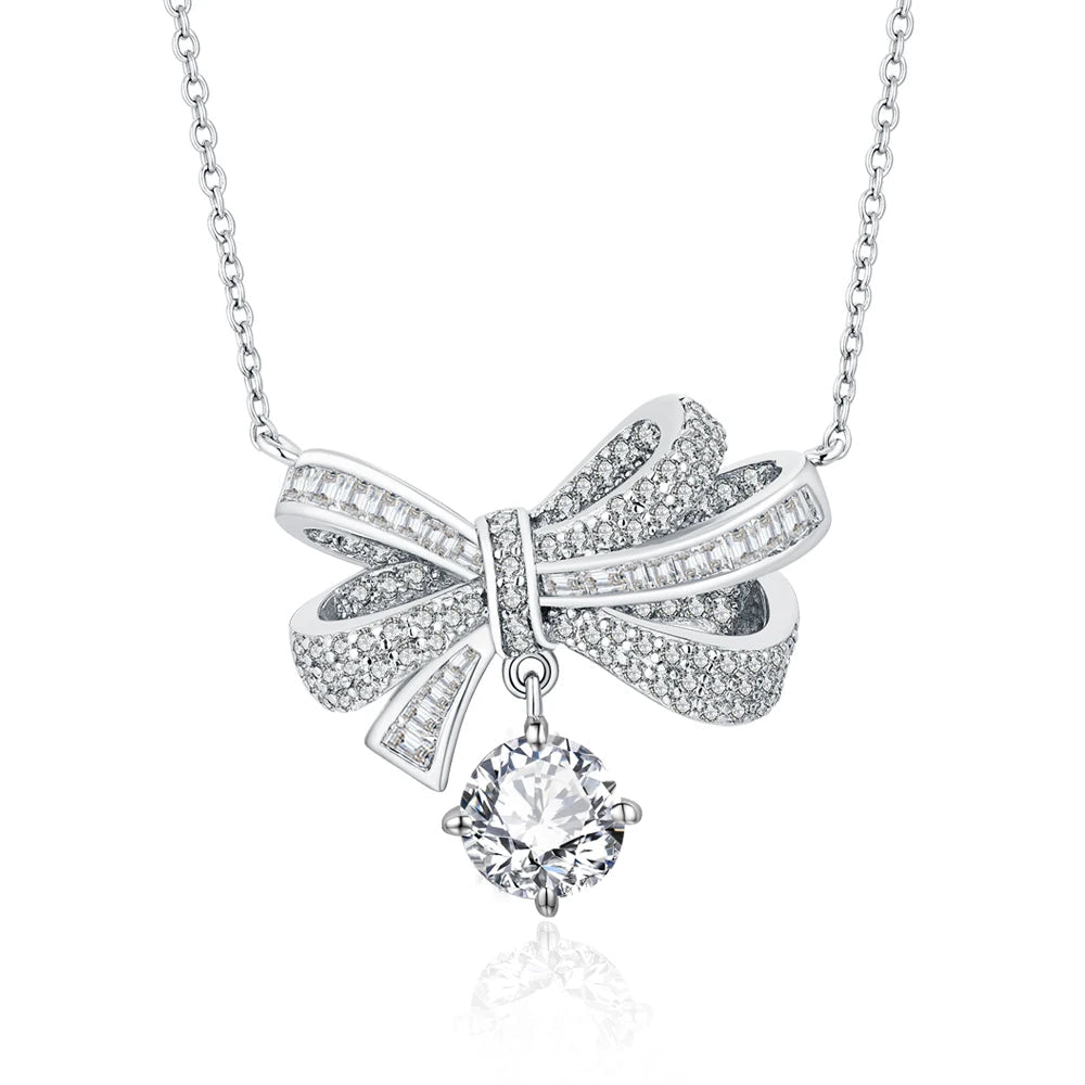 2 CT D Color Round Cut Moissanite Pendant Necklace