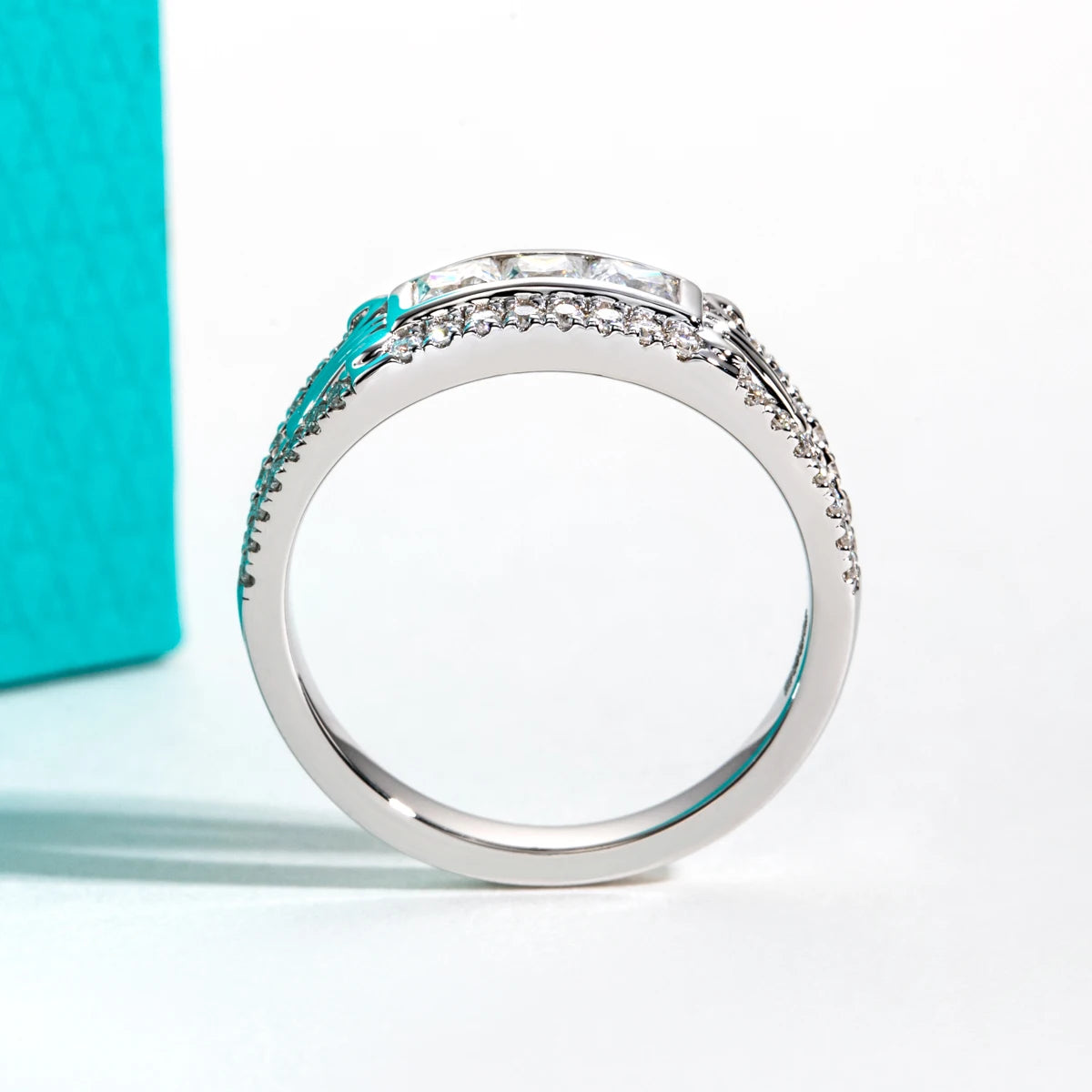 3 MM Princess Cut  Moissanite Roman Ring