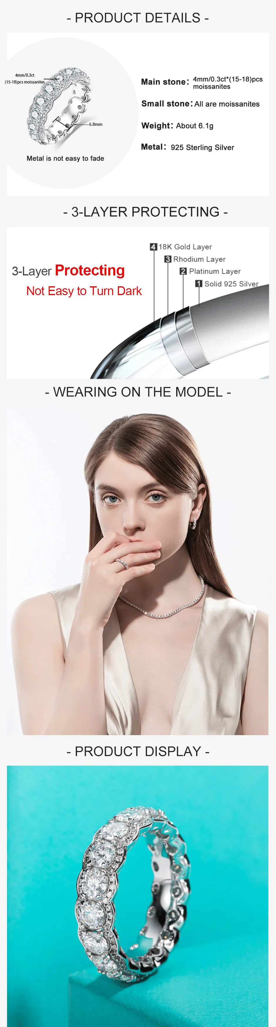 5.5 CTTW D Color Moissanite Wedding Band