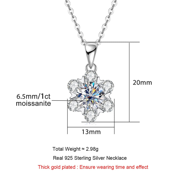 1 Carat Moissanite Flower Heart Pendant Necklace.