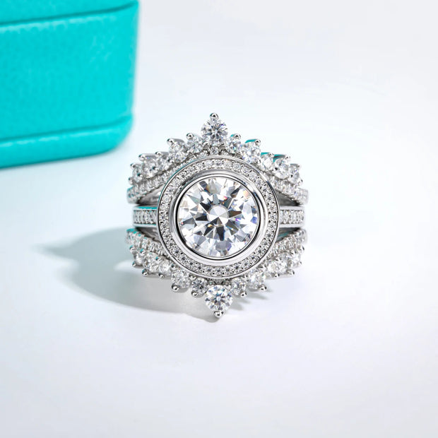 GK Moissanites 3ct D Color Moissanite Halo Engagement Wedding Ring