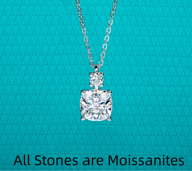 2CT/2.5CT Cushion Cut Moissanite Pendant Necklace