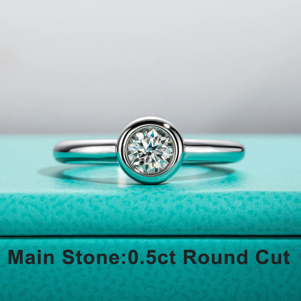 GK Moissanites 0.5ct D Color Moissanite Bezel Promise Ring