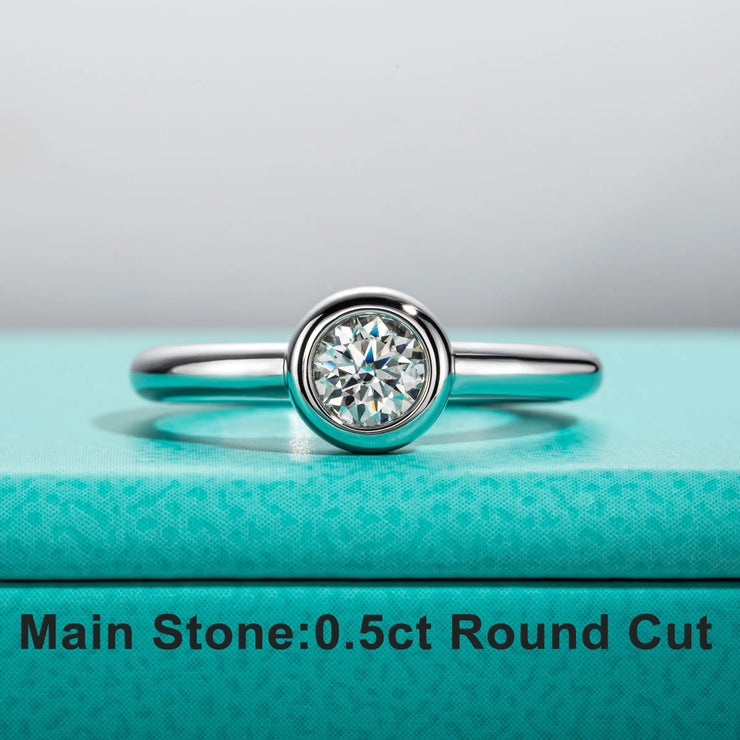 GK Moissanites 0.5ct D Color Moissanite Bezel Promise Ring