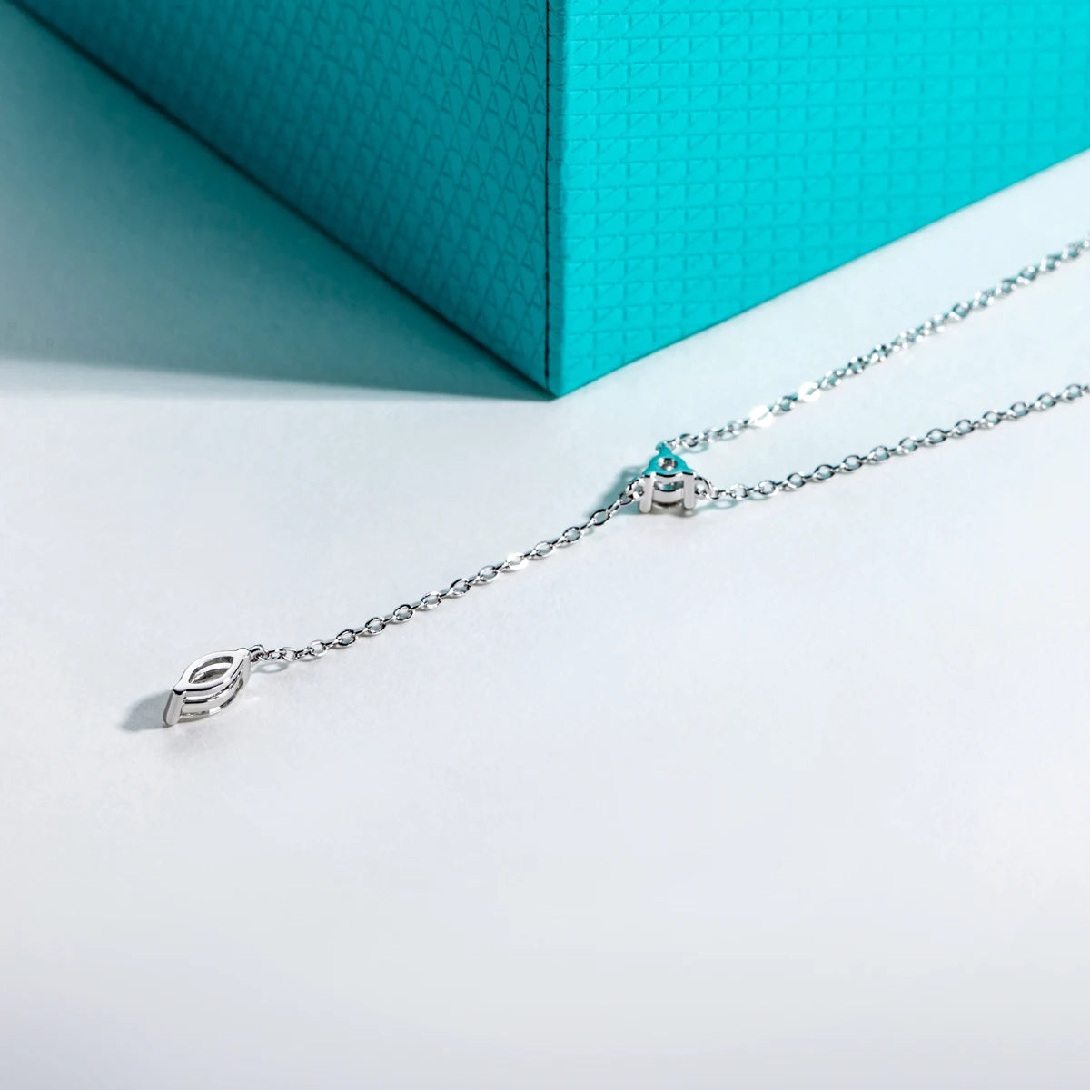 0.3 CT Marquise & 0.1 CT Round Cut Moissanite Pendant Necklace