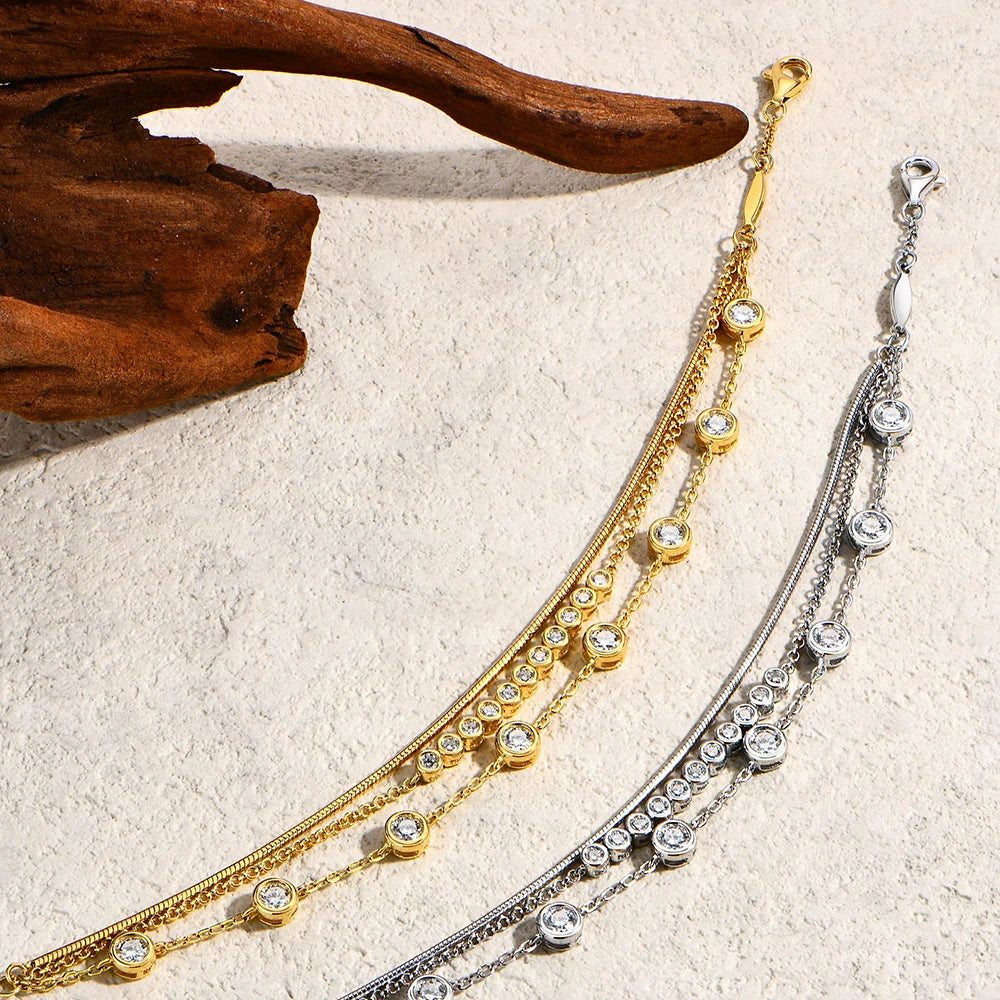 Three Layer Stacking Moissanite Bracelet
