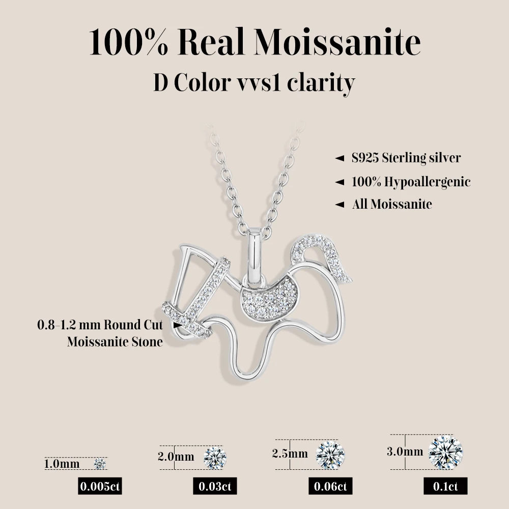 Luck Pony Pendant Moissanite Necklace