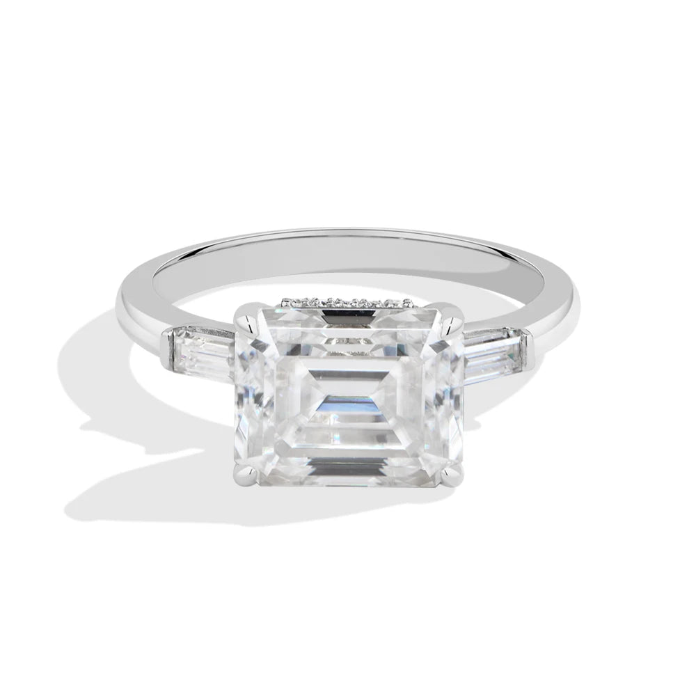 4CT Emerald Cut Moissanite Engagement Ring