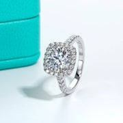 VV1 D Color 3 CT Round Cut Moissanite Halo Engagement Ring.